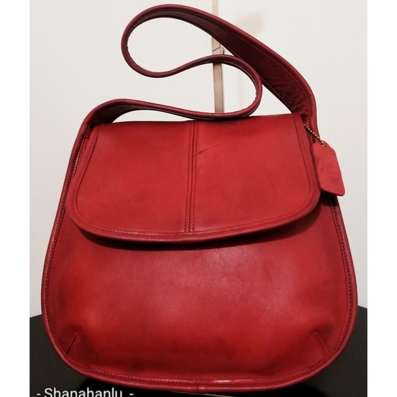 Coach RARE VTG 9034 Red Leather Ergo Flap Bag 💋 - Picture 2 of 13